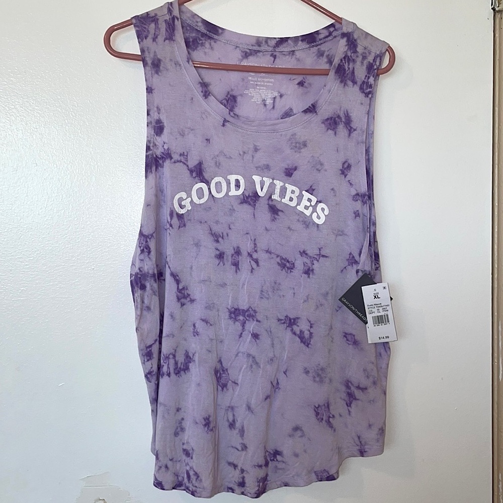Good Vibes Purple Tie Dye Swing Tank NWT (XL)